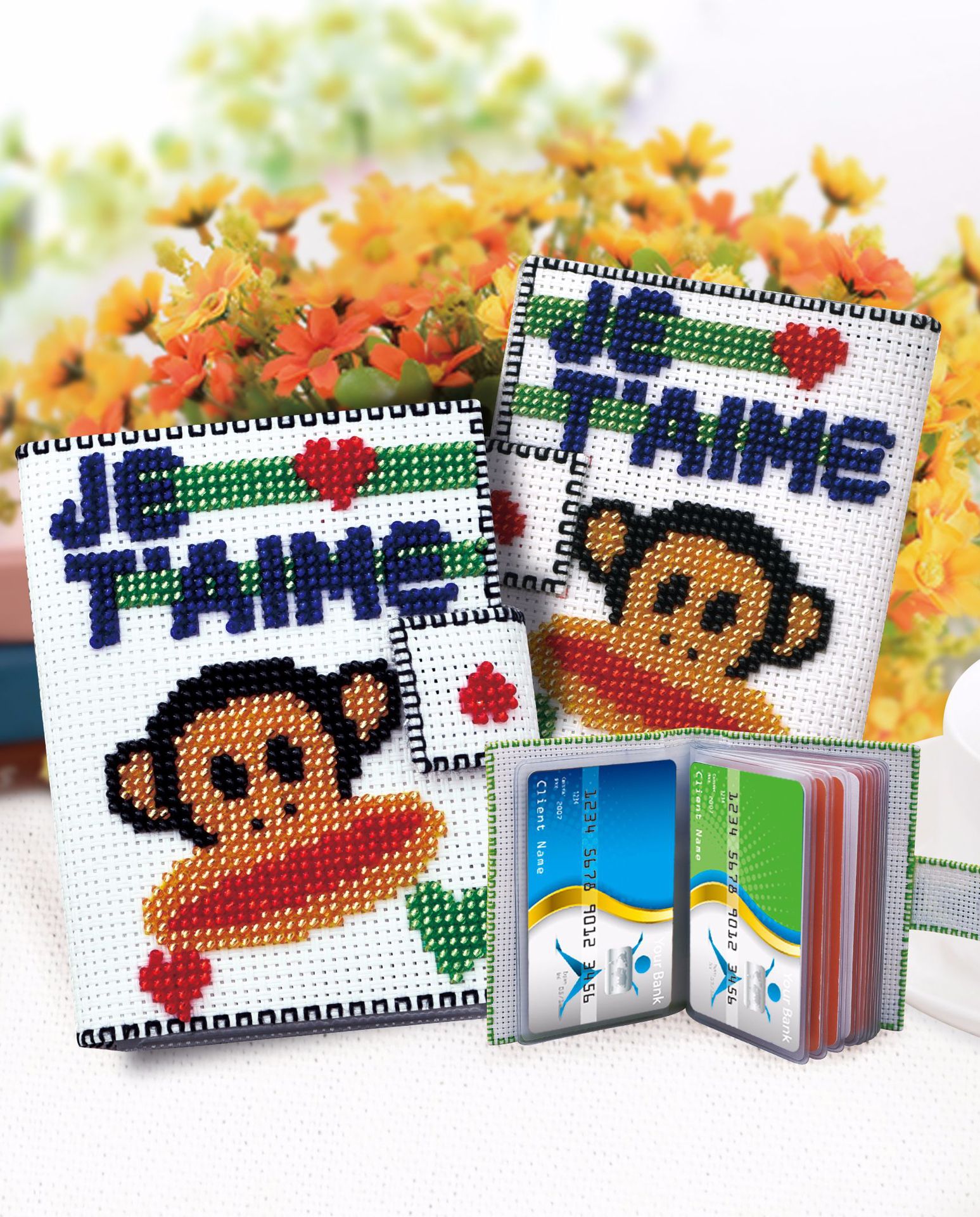 新款手工diy印花十字绣穿珠绣卡包银行公交卡身份证卡通动漫卡套