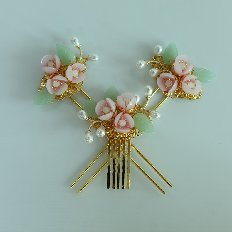 甜美发饰发钗古装头饰秀禾服发饰发簪套装复古仙女发簪三件套批发