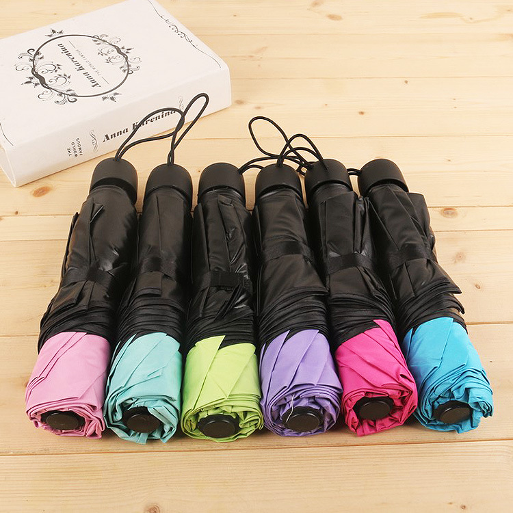 Water Blossom Umbrella Color Changing Sun Umbrella Thickened Black Glue Sun Umbrella Sunshade UV Protection Triple Folding Umbrella Factory Wholesale