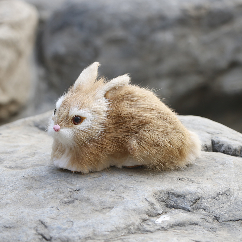 仿真小兔子白卧兔精选高档兔皮毛儿童/男女生日礼物 工艺礼品饰品