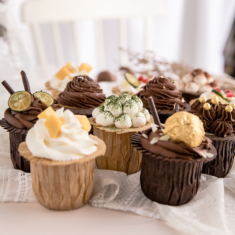 烘易美麦芬烤杯 马芬蛋糕耐烤防油纸杯 马芬杯礼帽托小蛋糕30个装