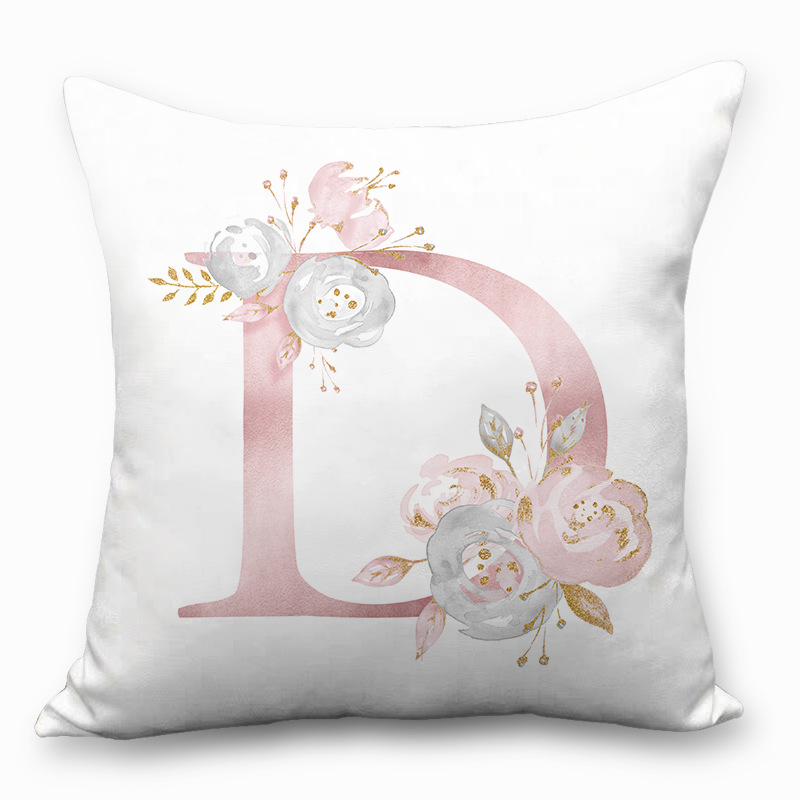 Ins Nordic Pillow Cover Pink Letters Cushion Pillowcase Car and Sofa Waist Rest Seat Cushions Amazon Factory Wholesale