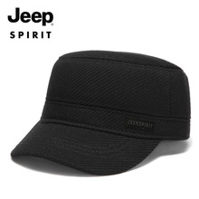 一件代发JEEP吉普帽子冬季加绒加厚平顶帽带护耳男士鸭舌帽CA0146