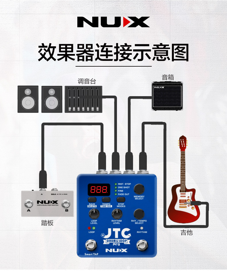 nux小天使电木吉他贝斯单块效果器jtc drum loop鼓机录音乐句循环