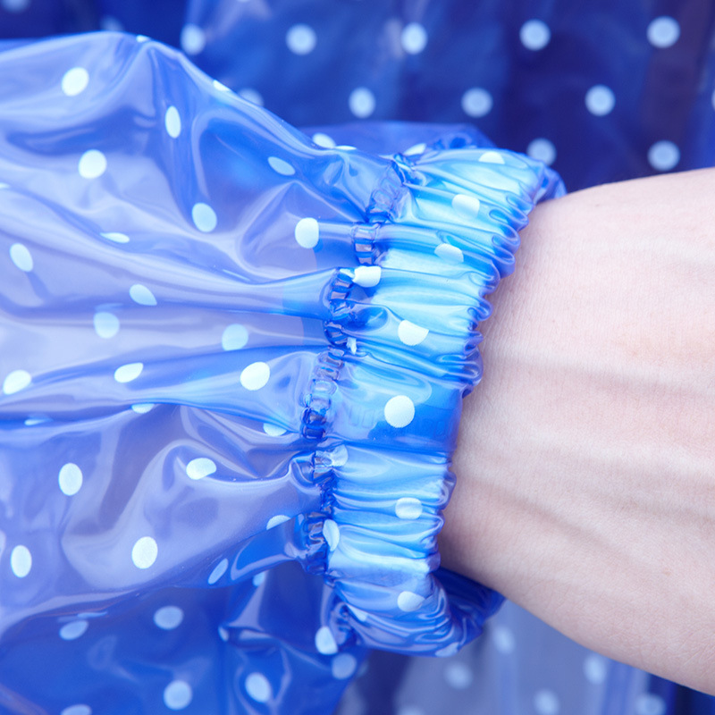 透明圆点雨衣 时尚pvc雨衣电动车雨衣 高密立体圆领松紧袖口雨披