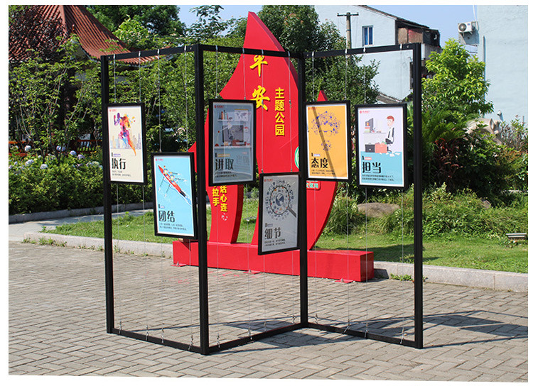 铝合金黑色书画展架八棱柱挂画作品展示架户外宣传活动展览展示板