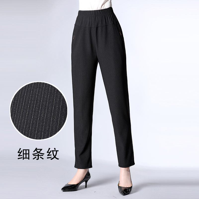 One Piece Dropshipping Spring Trousers Middle-Aged and Elderly Women's Pants Elastic High Waist Loose Grandma's Pants Spring and Autumn