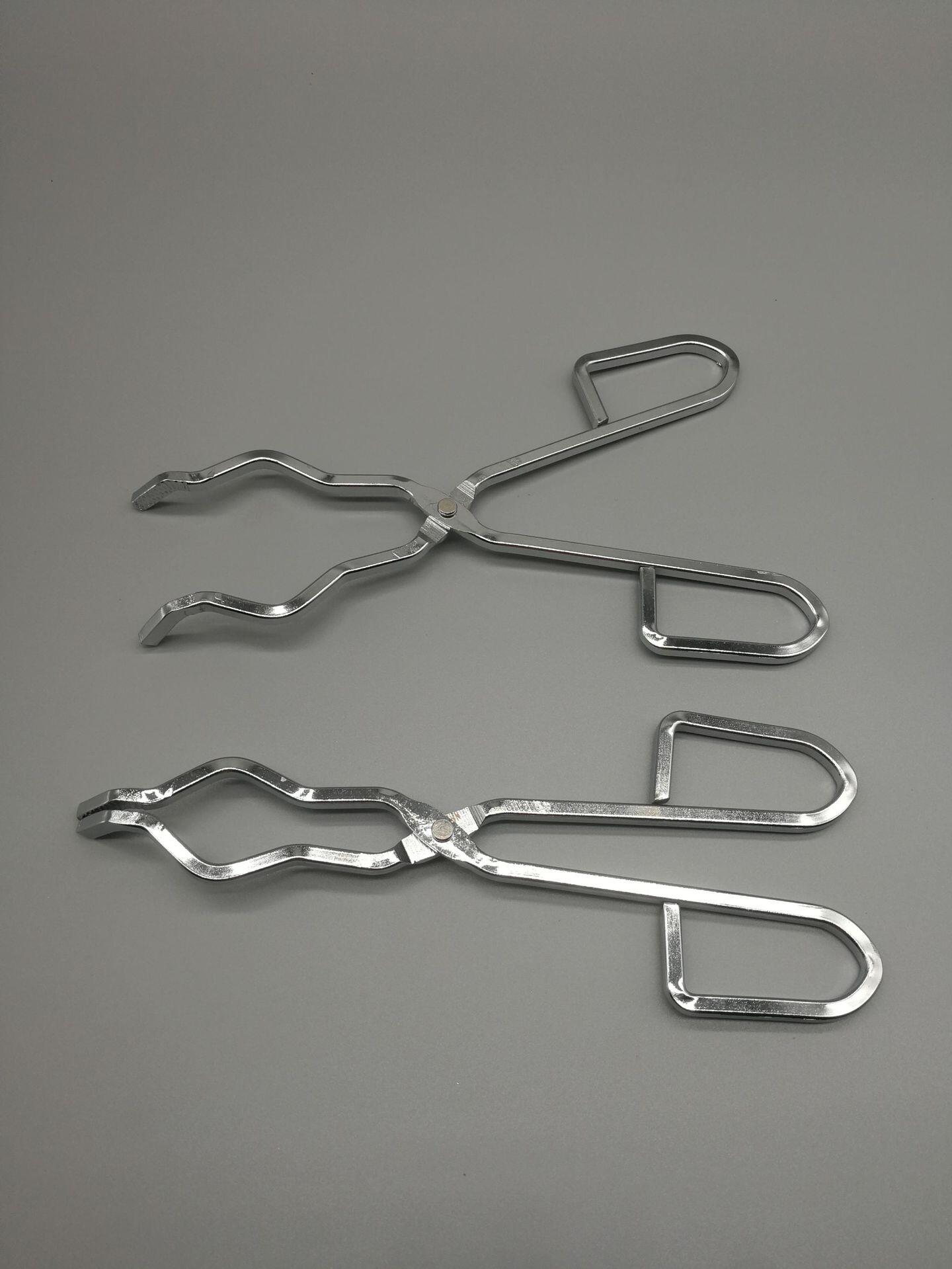 实验室坩埚钳镀铬方形生物化学烧杯夹夹火钳 22cm