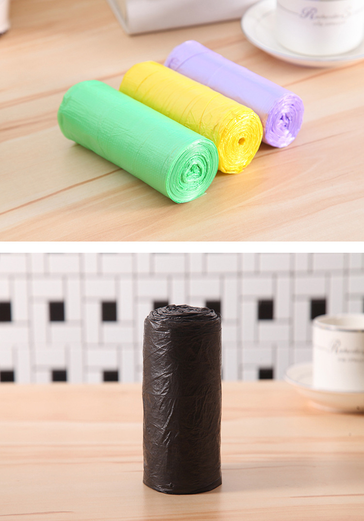 家用彩色中号大号厨房一次性点断式黑色平口塑料袋加厚垃圾袋卷装