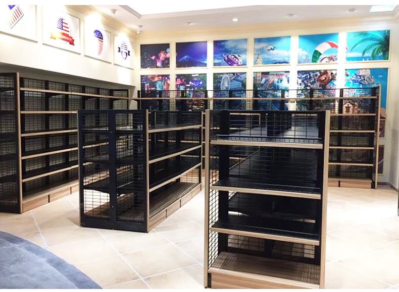 便利店商超单双面货架 厂家定制钢木货架/货柜文具日用百货展示架