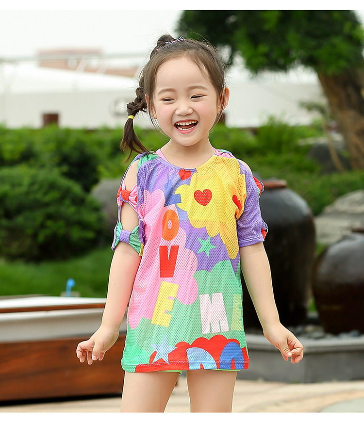 2019小孩儿童游泳衣女童卡通泳装可爱图案萌泳衣防晒裙子女童泳衣