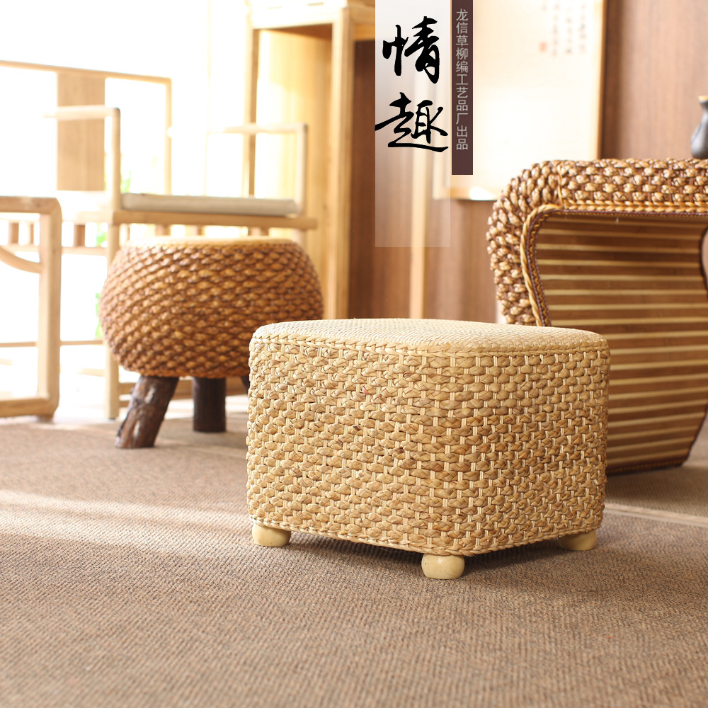 草编藤编圆钢墩客厅茶室坐墩榻榻米坐凳