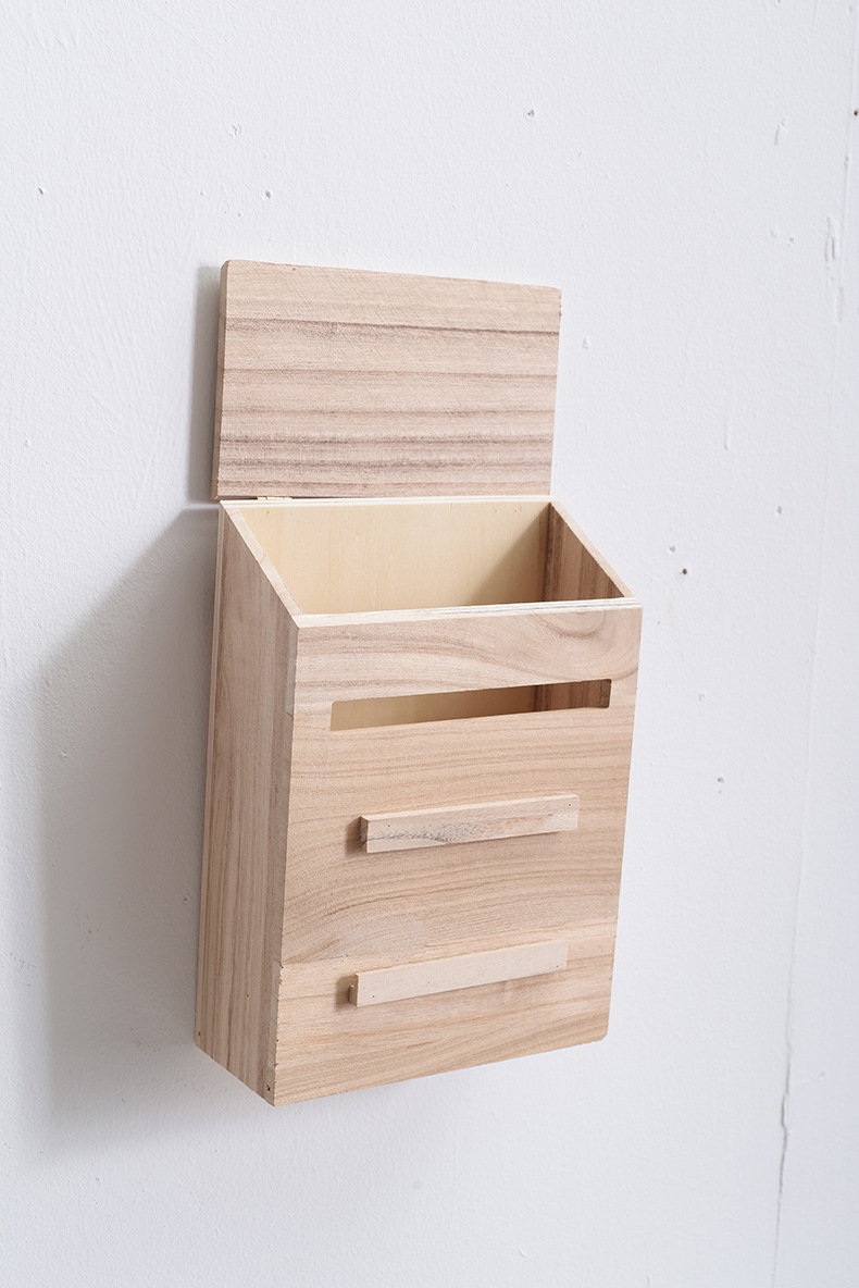 diy木质木制信箱 桐木简易信箱可翻盖信箱简约实木箱可定制