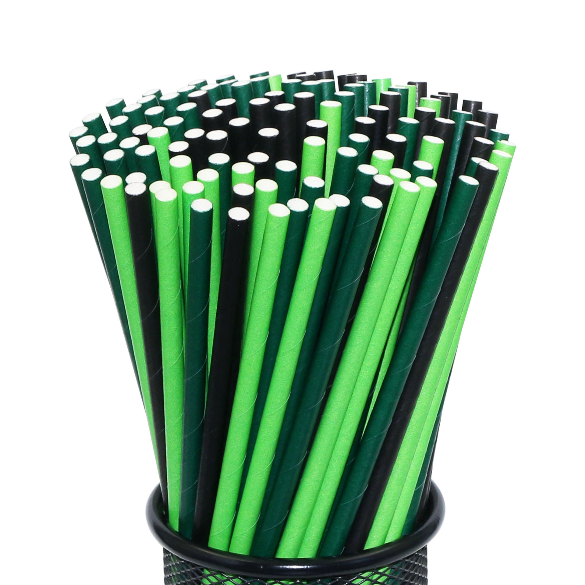 绿色墨绿咖啡美国日本餐具可降解用具热搜条纹吸管纸吸管