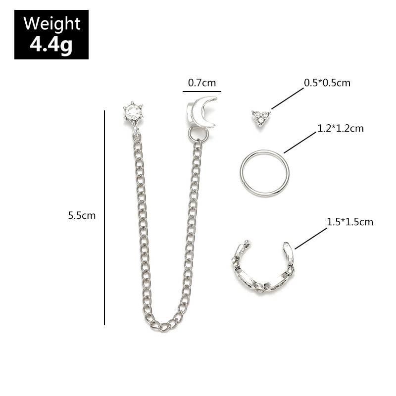 Ez2397 Ornament Simple Fashion Europe and America Cross Border Moon Heart Suit Personality C- Shaped Small Ear Studs
