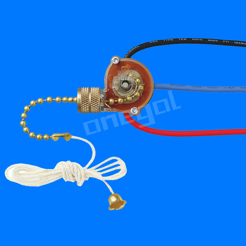 拉链开关 美规三线四档半透明餐吊灯壁灯多功能拉线珠链 拉制开关