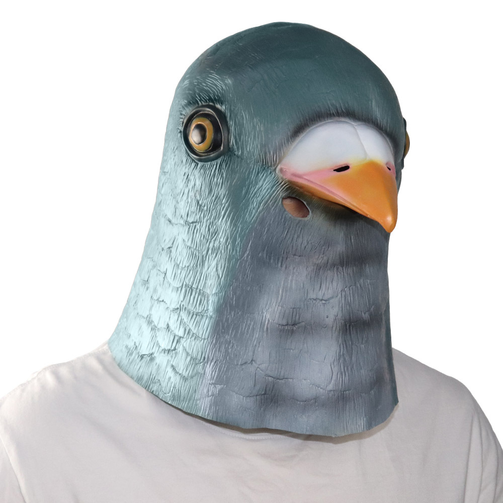 厂家直销乳胶鸽子面具 和平白鸽动物头 派对酒吧cos模特演出整蛊