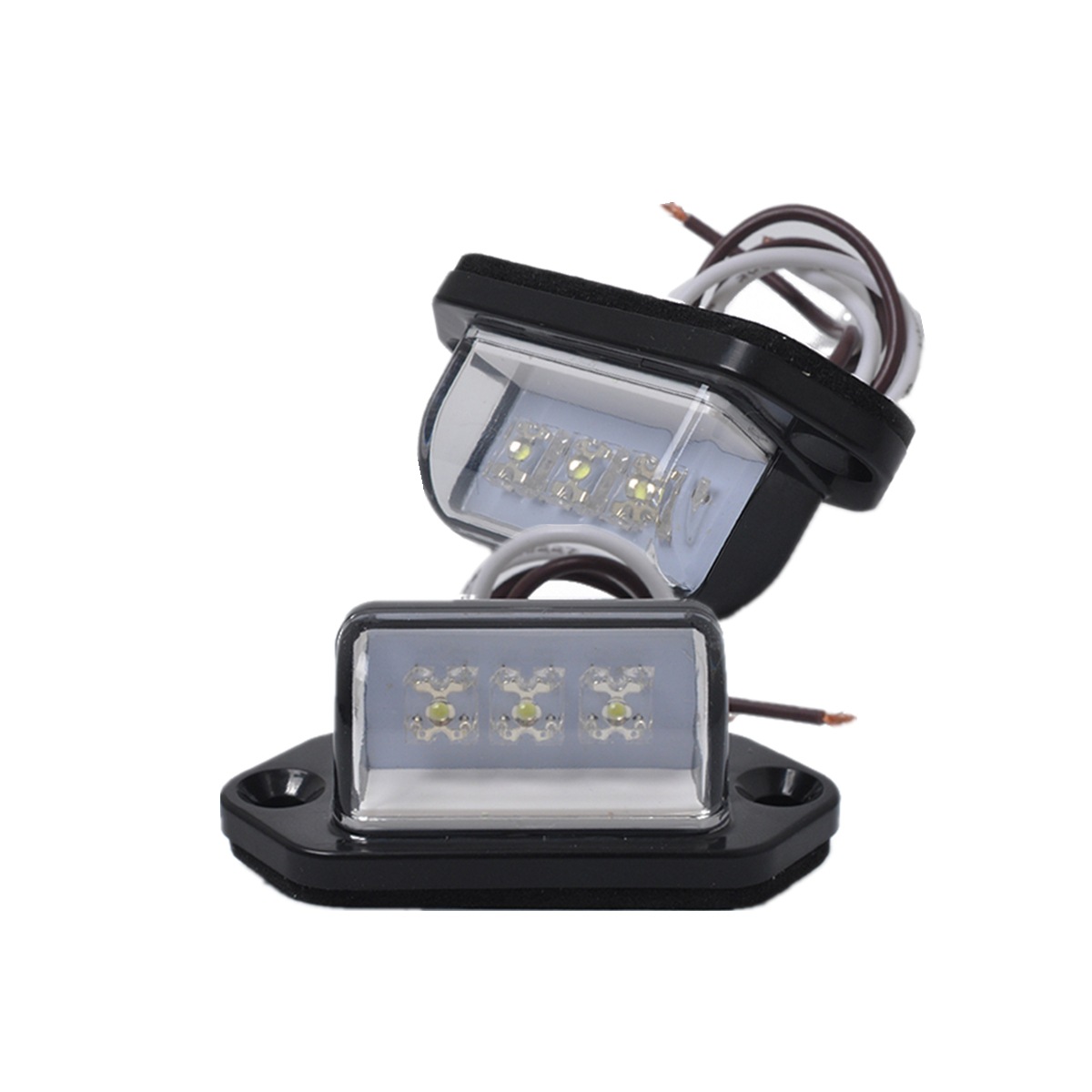 汽车后牌照灯卡车货车 3粒led白色车牌灯 防潮20v提示灯 套装