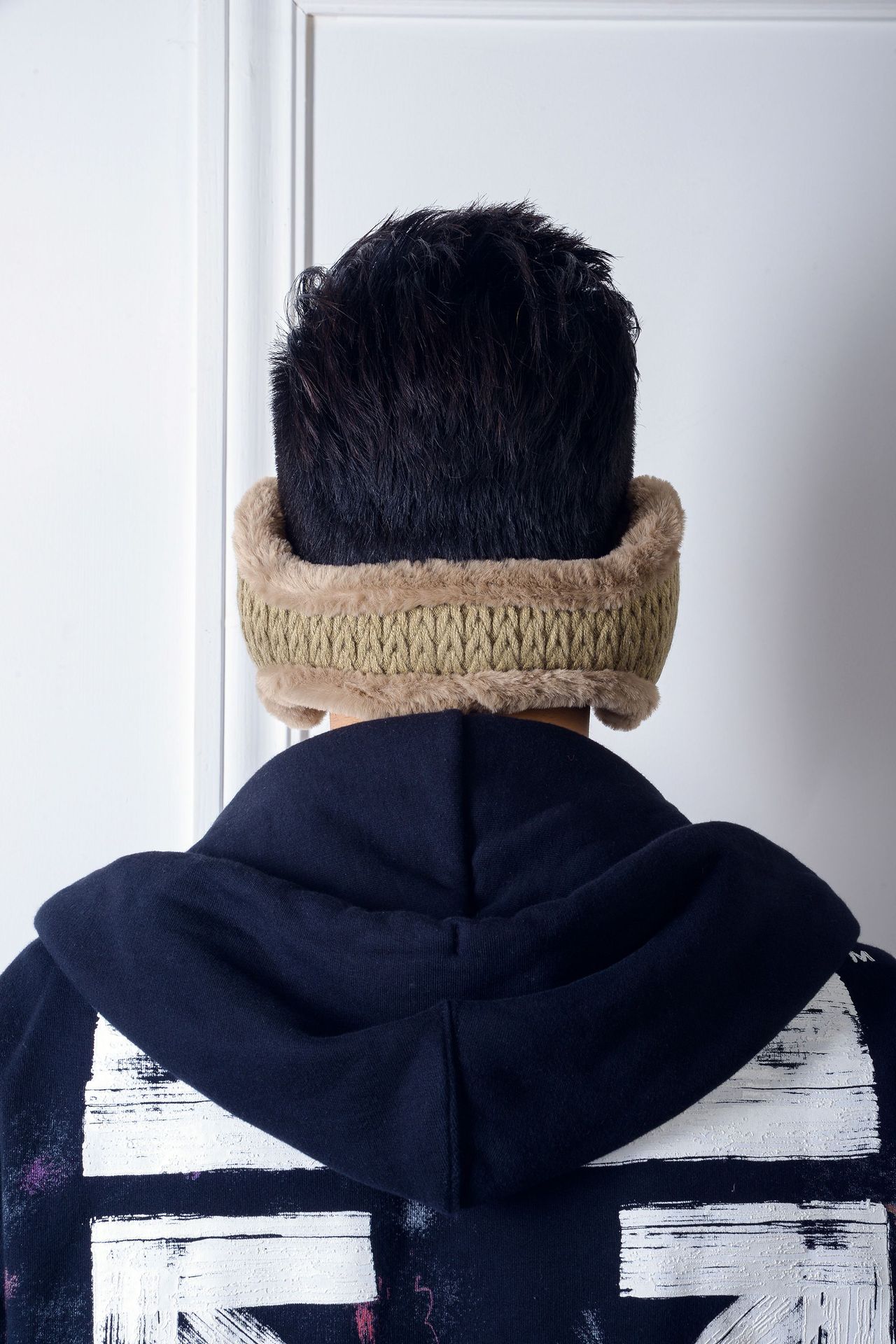 冬季针织折叠保暖耳罩毛绒耳捂麻花耳暖护耳包男女后戴式保暖耳套