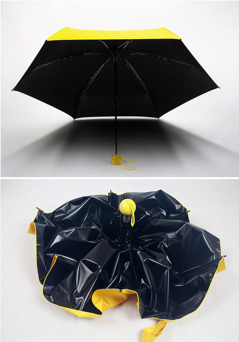 日本创意雨具晴雨两用手动药丸五折折叠黑胶防晒遮阳伞女 胶囊伞