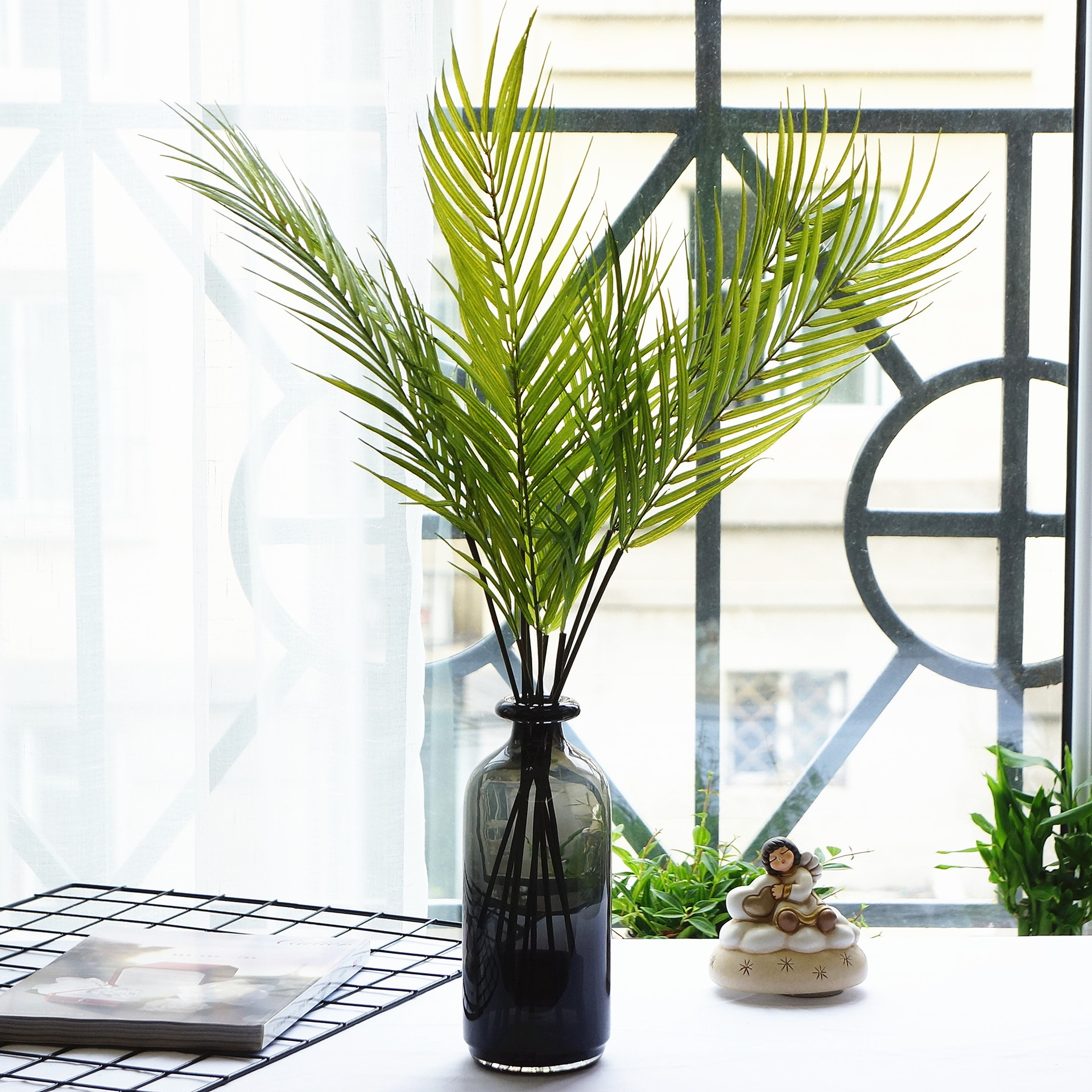 北欧ins树叶单片散尾叶葵叶 婚庆摄影道具仿真花束配叶仿真花假花