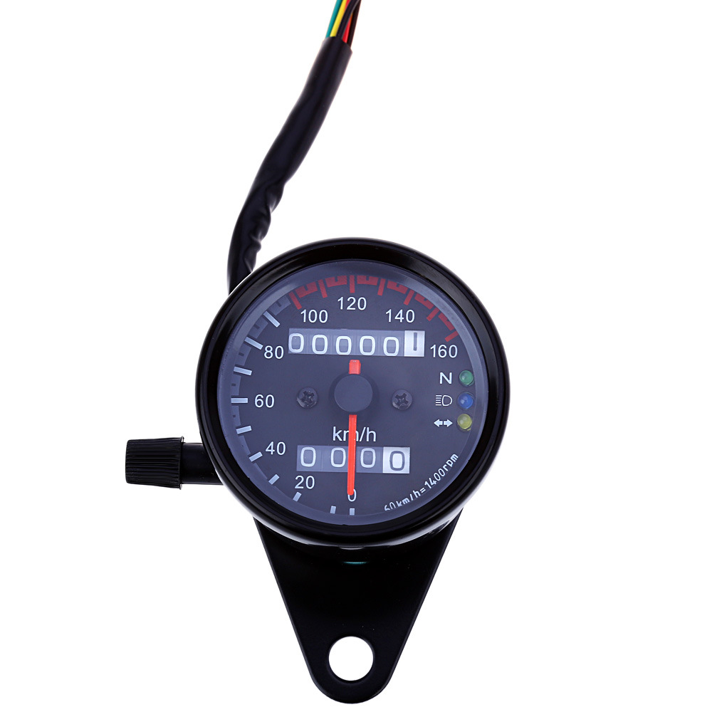 供应摩托车黑色仪表 12v摩托车双程里程表计 led背光带信号灯仪表