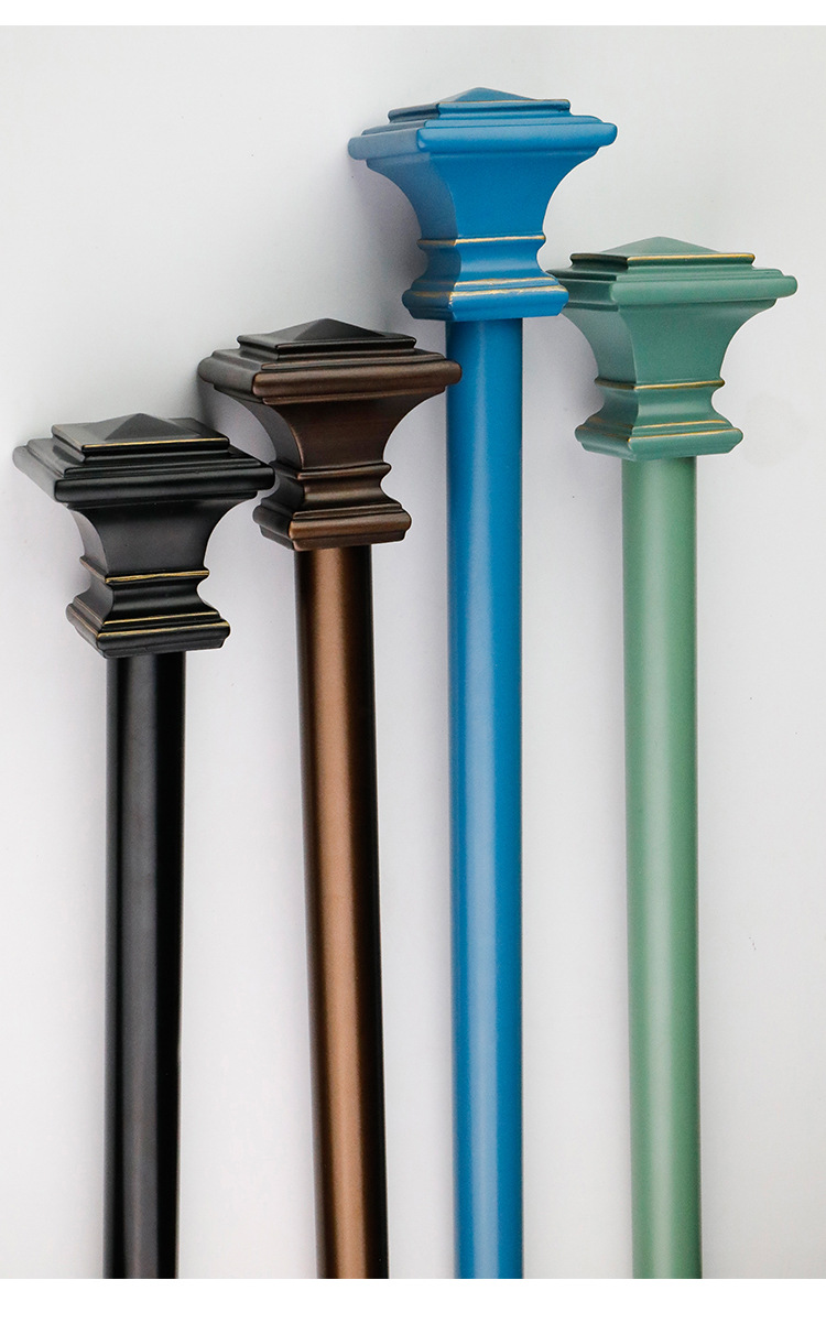 北欧罗马杆窗帘杆黑色单双杆子墙顶装打孔加厚铝合金轨道定制