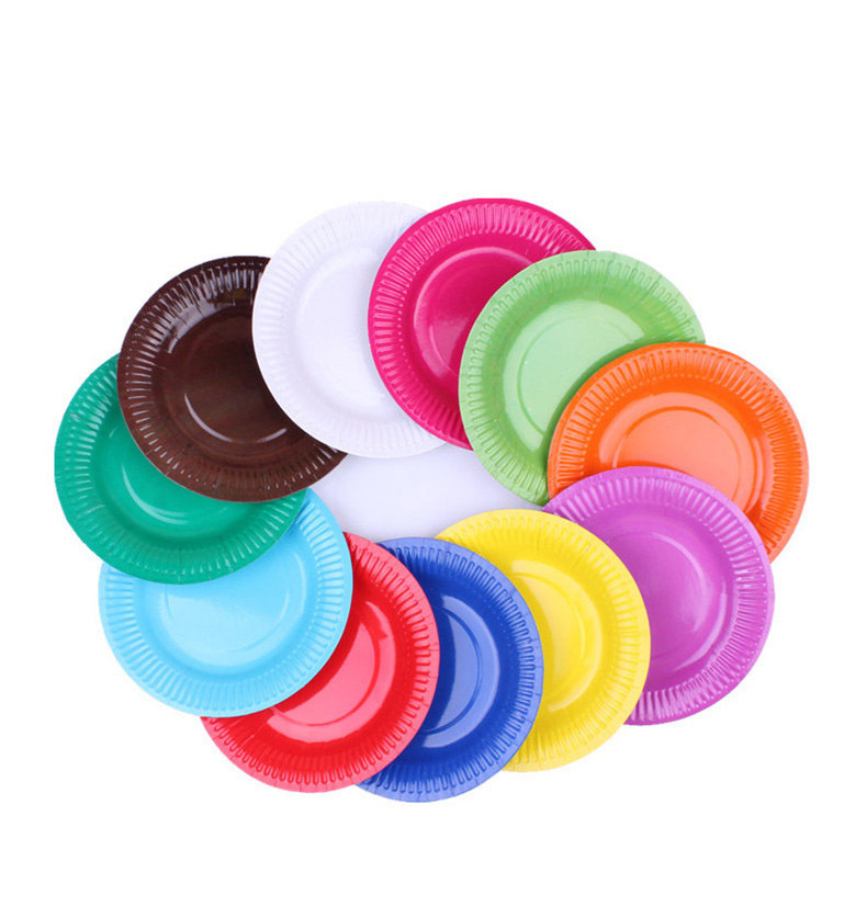 23cm/18cm圆形手工彩色纸盘创意美劳diy幼儿园亲子区域材料手工盘