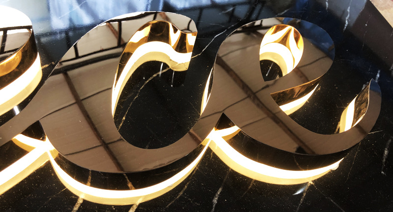 大厂直营精品led不锈钢背发光字钛金水晶背打光门头广告招牌定制