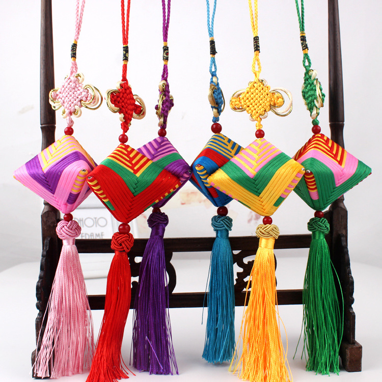 Dragon Boat Festival DIY Viewing Pendant Sachet Rhombus Hanging Children‘s Day Gift Wholesale Hanging Neck Ornaments thread Rope Zongzi