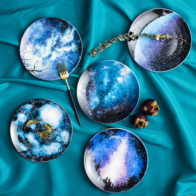 北欧风网红星空盘早餐盘菜盘甜品水果盘婚礼宴会摆盘家居装饰挂盘