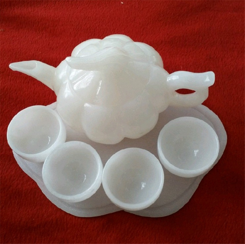 汉白玉阿富汗玉酒壶玉石白玉茶具茶壶客厅白玉石茶壶工艺礼品摆件