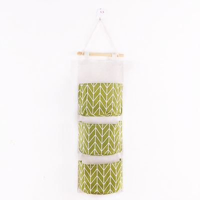 Cotton and Linen Multi-Layer 3 Grid Hanging Storage Bag Wall Storage Bag Fabric behind the Dormitory Door Hanging Storage Bag Hanging Bag