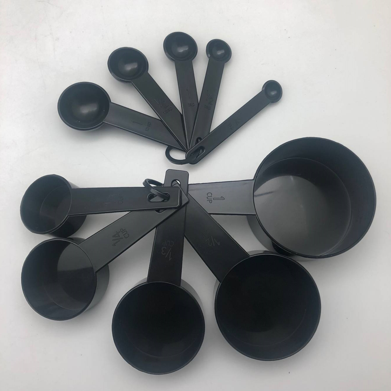 环艺称量工具 10pc黑色套装塑料量勺 十件套量杯量勺烘焙称量工具