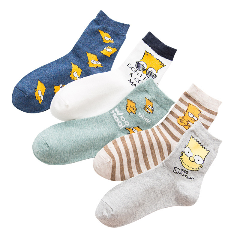 Simpson Socks Men's Middle Tube Socks Female Long Socks Cartoon Anime Fashionable Socks Couple Cotton Socks