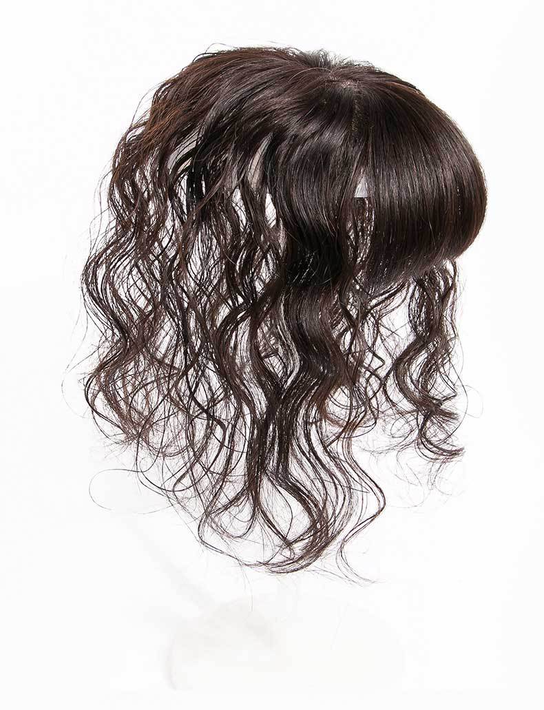 头顶补发片遮白发女士真发隐形递针无痕刘海假发片中老年发块卷发