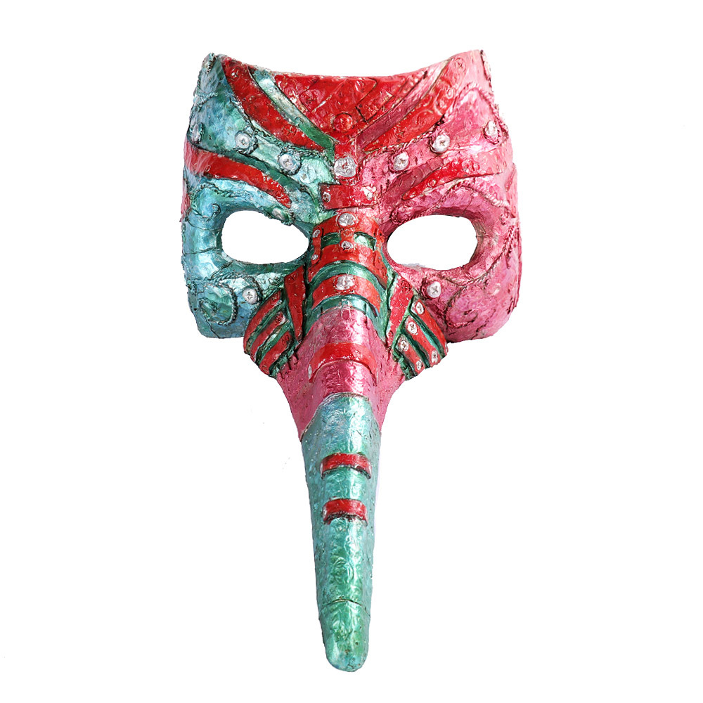 外贸万圣节威尼斯狂欢派对pu发泡经典彩色朋克瘟疫医生长嘴鸟面具