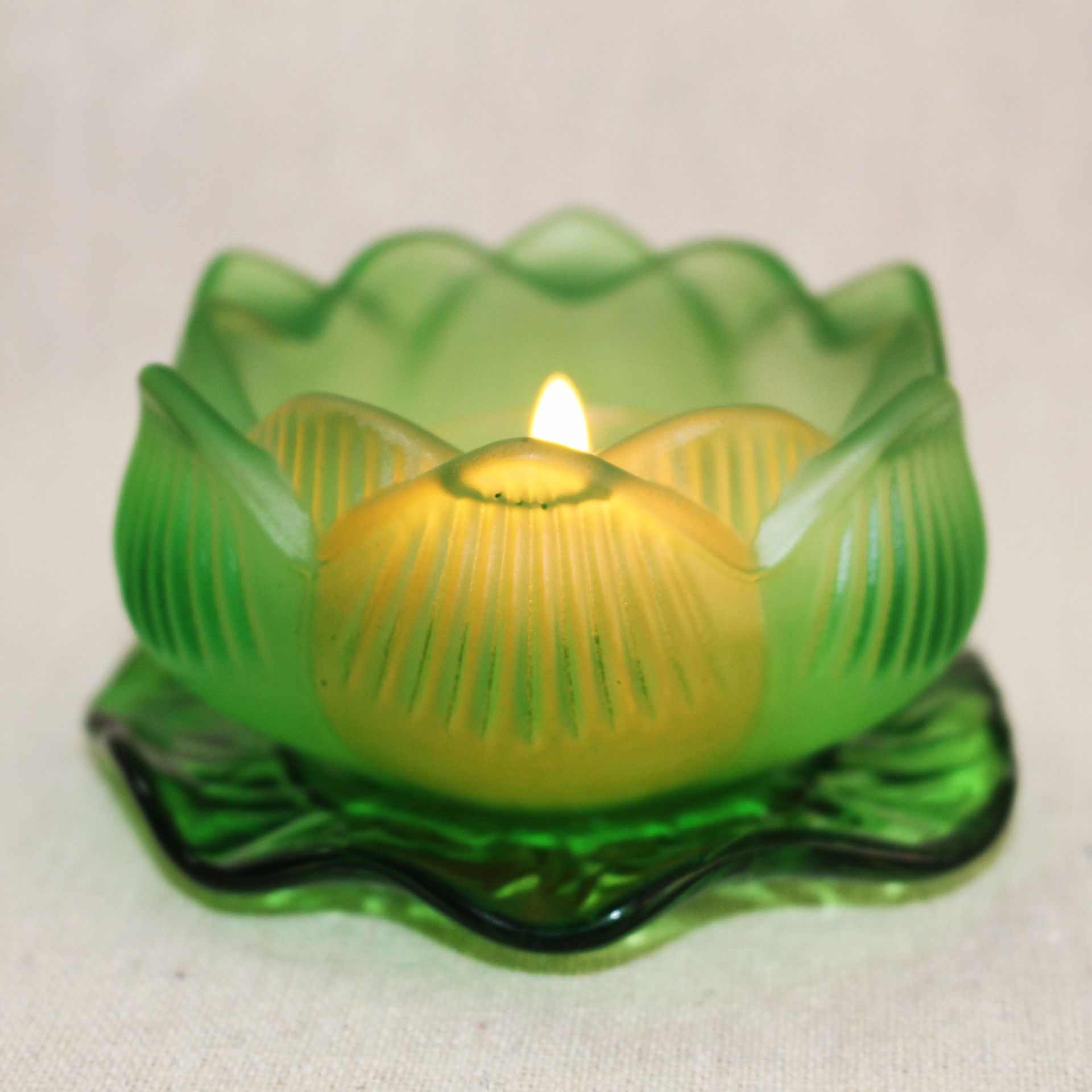 佛具七彩琉璃莲花灯酥油灯座 佛教用品供佛灯水晶烛台摆件批发