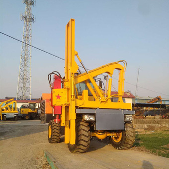 中拓四轮护栏打桩机 液压高速路打桩机厂家 打拔钻护栏打桩机-报价