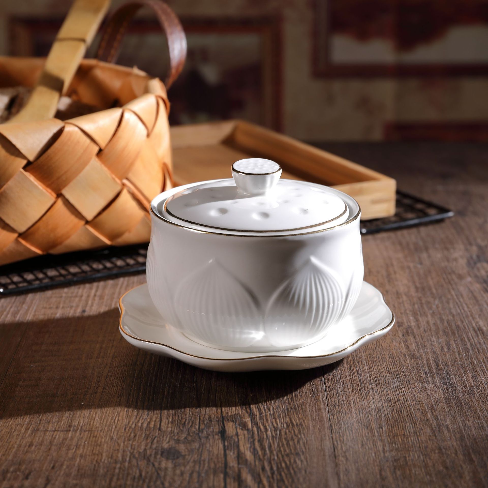 陶瓷家用隔水南瓜炖盅酒店燕窝盅带盖中西甜品盅双耳炖盅团购礼品