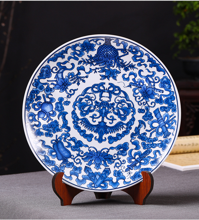 景德镇陶瓷青花瓷挂盘装饰盘艺术盘子现代中式客厅家居装饰品摆件