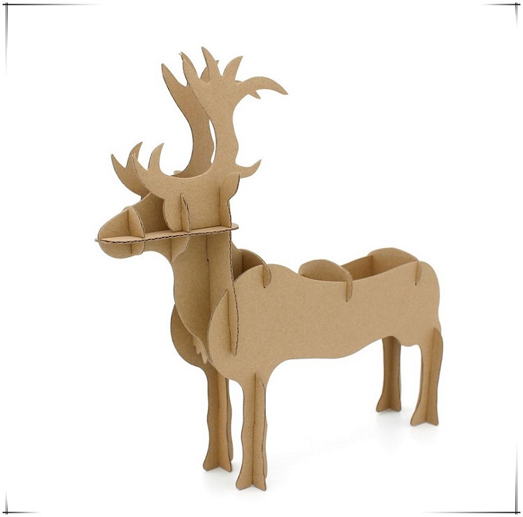 跨境热销 创意动物整理收纳盒3d瓦楞纸立体拼图 环保摆件厂家定制