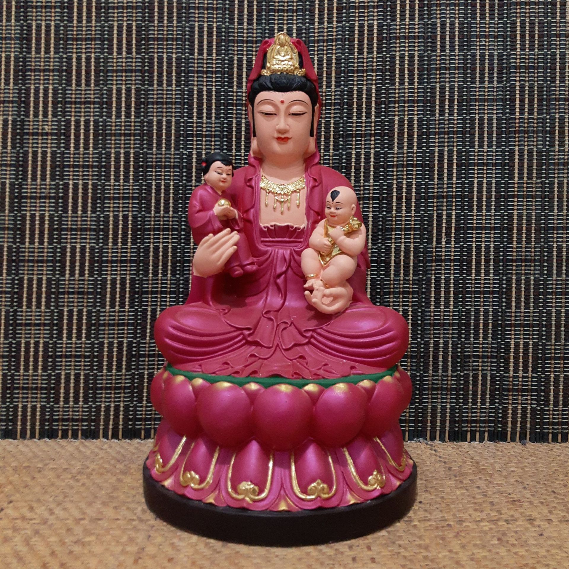 树脂佛像寺庙祠堂摆件 16寸红衣送子观音送子娘娘