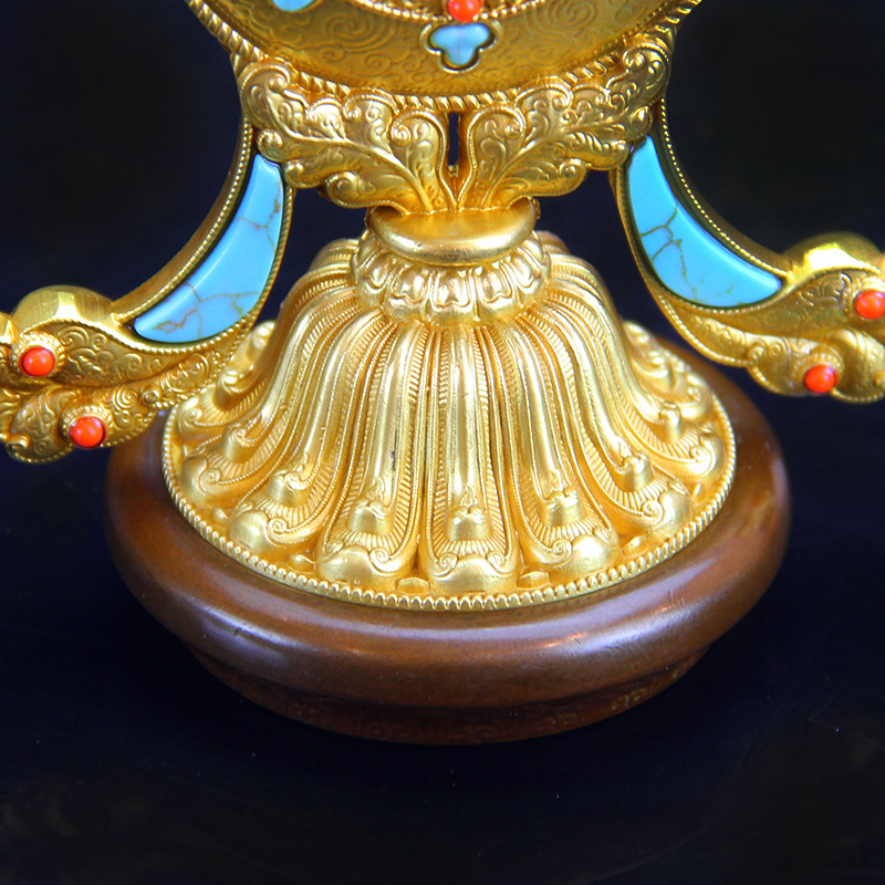 慧宝金轮宝密宗法器藏传佛教用品镶宝石七政七珍八宝之法轮宝