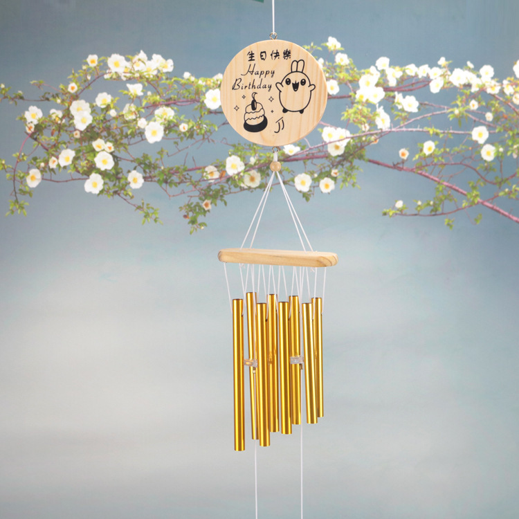 木制家居卧室学生生日礼物生日快乐祝福风铃清脆挂件多管好听礼物
