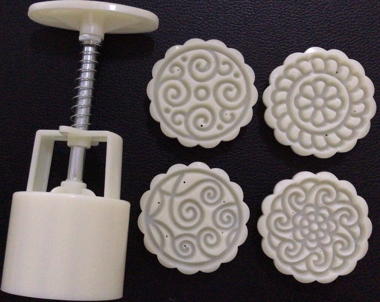 刘氏华盛 月饼模具 75克 祥云花草 4件套 条纹花 系列 月饼模具