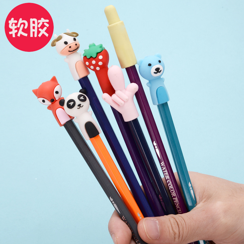 批发卡通笔帽 可爱创意铅笔笔帽 笔盖幼儿园铅笔套保护套盖套
