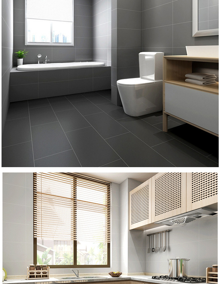 广东佛山黑白灰全瓷厨房卫生间瓷砖300x600瓷底仿古砖浴室墙地砖