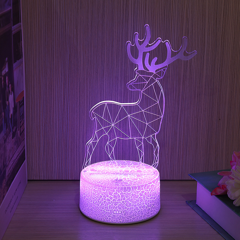 Creative 3D Small Night Lamp Led Colorful Remote Touch Bedside Lamp Table Lamp Bedroom Christmas Gift Nursing Light