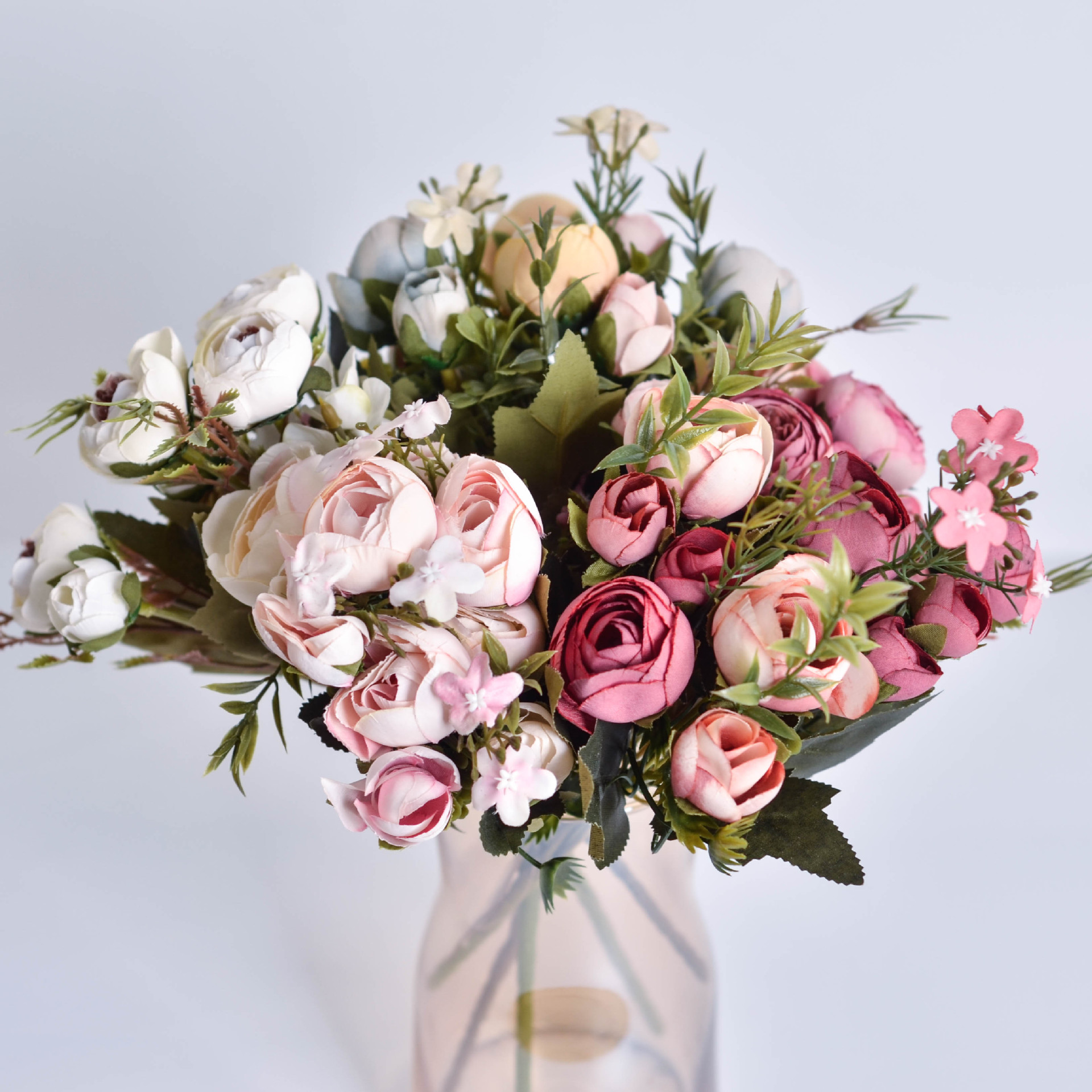 婚庆仿真花束 10头玫瑰假花手捧花新娘婚礼花卉家居装饰花插摆件